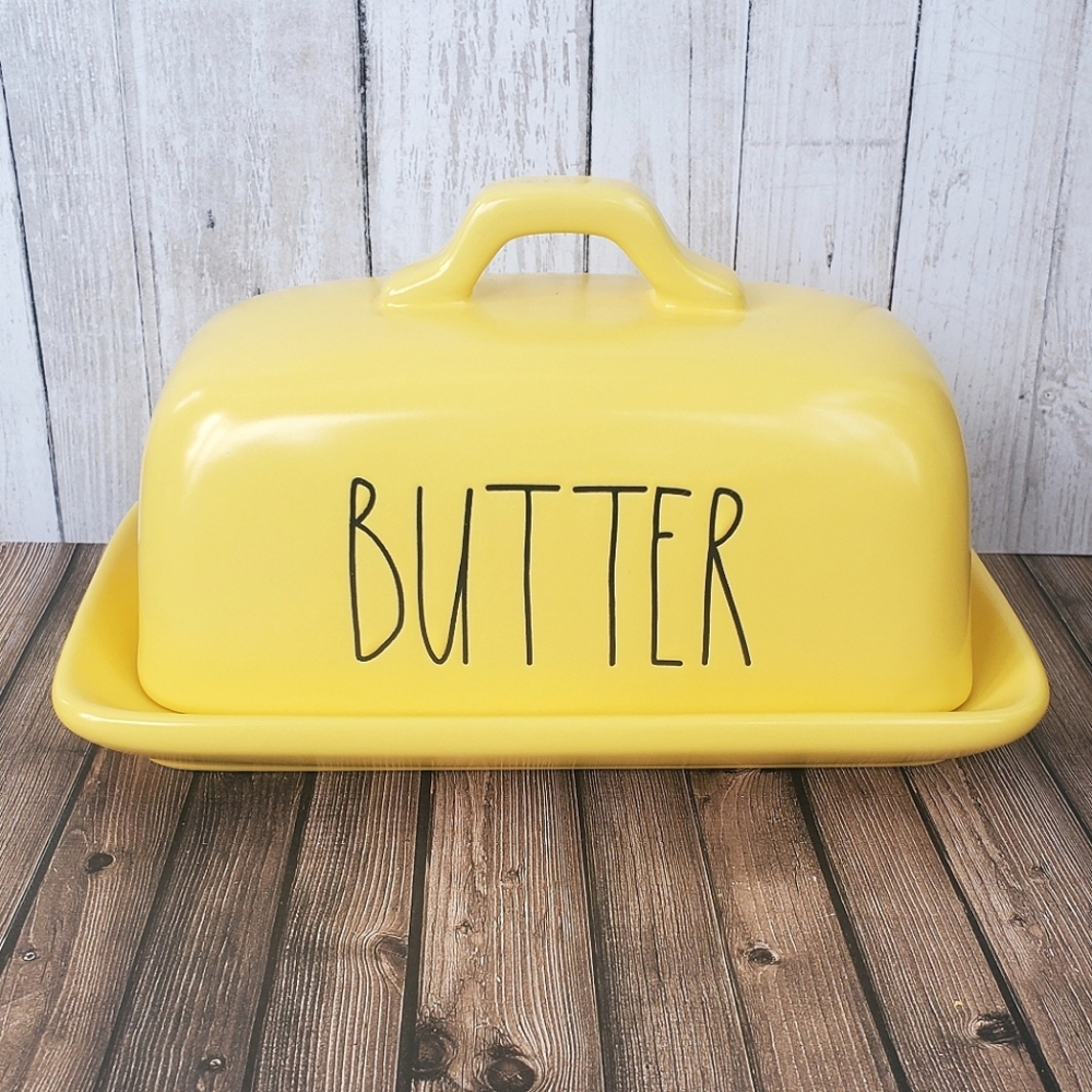Rae Dunn "Butter" yellow butter dish